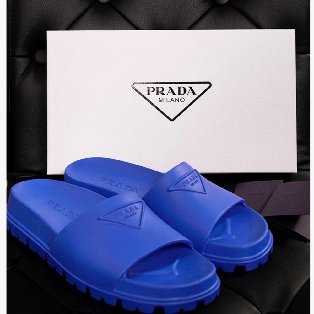 Prada Classic Blue Slide Sandals